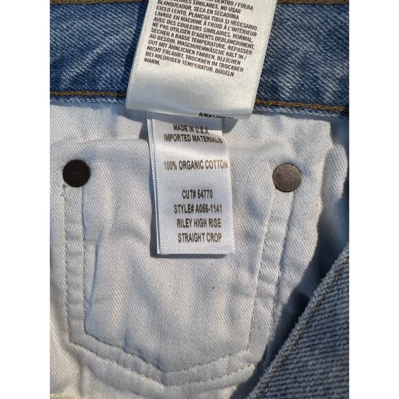 AGOLDE Jeans Riley High Rise Straight Crop Distressed Clear Skies Casual Capsule - Picture 11 of 11